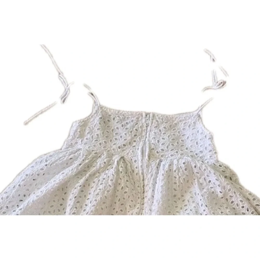 Gap Kids Girls White Eyelet Dress SZ S 6-7 Smocked Back Cotton‎ Lined Sundress